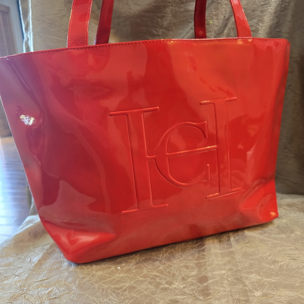 Carolina Herrera Glossy Red Tote Bag - Picture 14 of 14